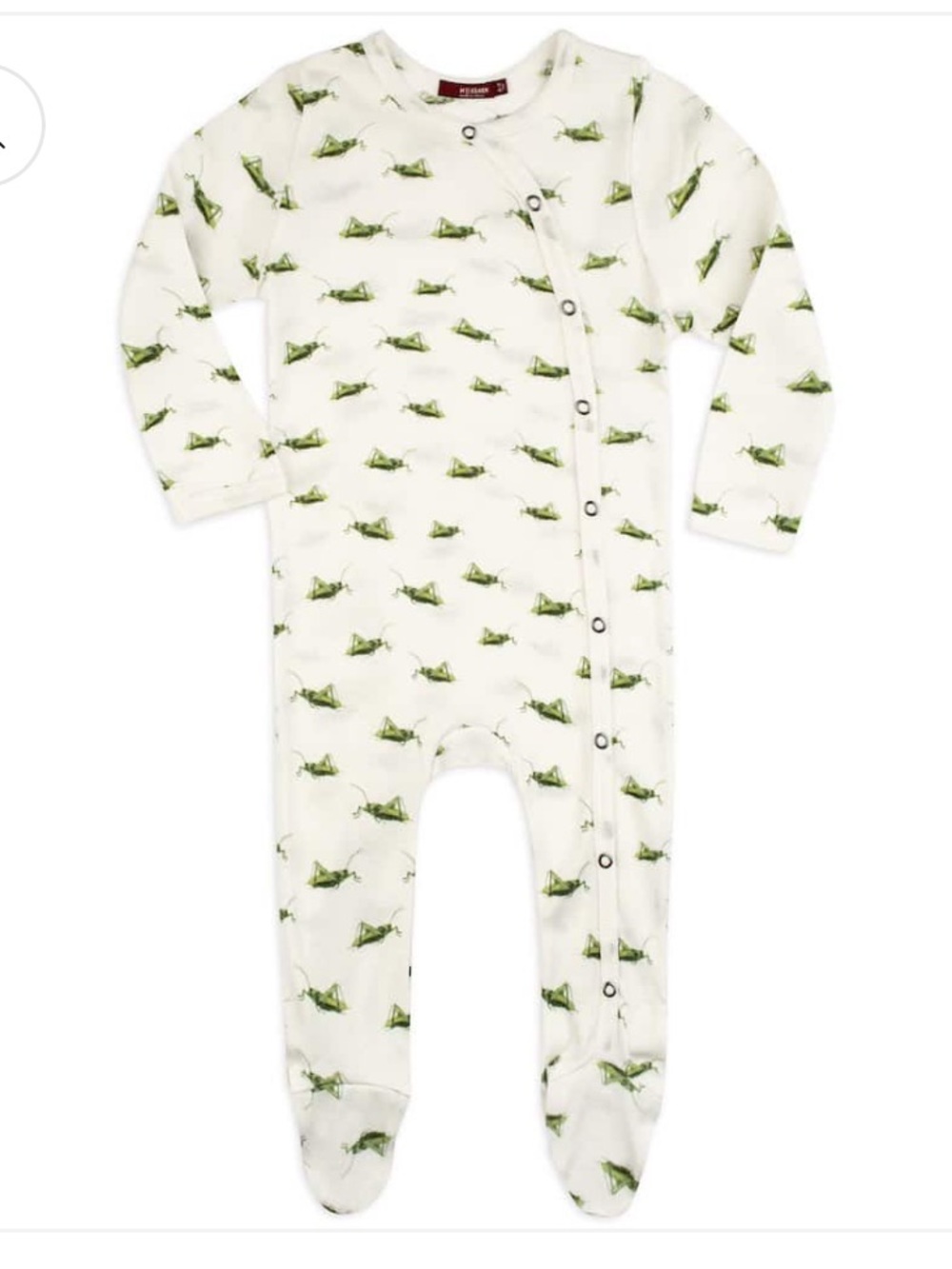 Milkbarn Grasshopper Organic Cotton Snap Footed Romper 6-9M NWT
